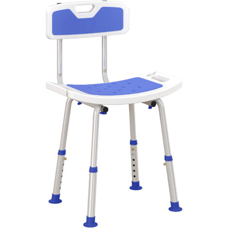 HOMCOM Shower Stool for Elderly Disabled Adjustable Shower Stool Blue