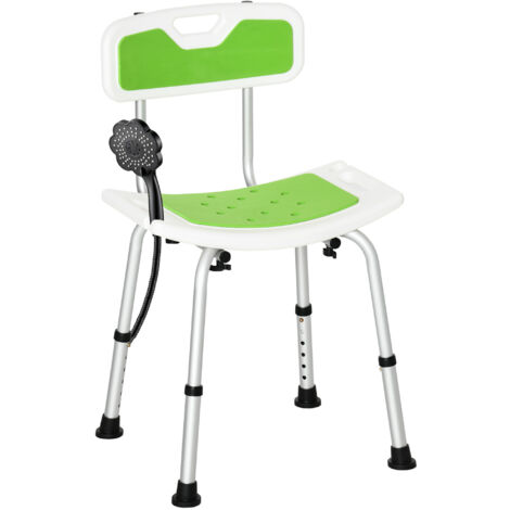 HOMCOM Shower Stool for Elderly Disabled Adjustable Shower Stool Green