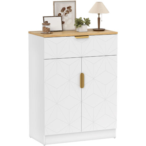 HOMCOM Sideboard Storage Cupboard with Drawer for Living Room Entryway White