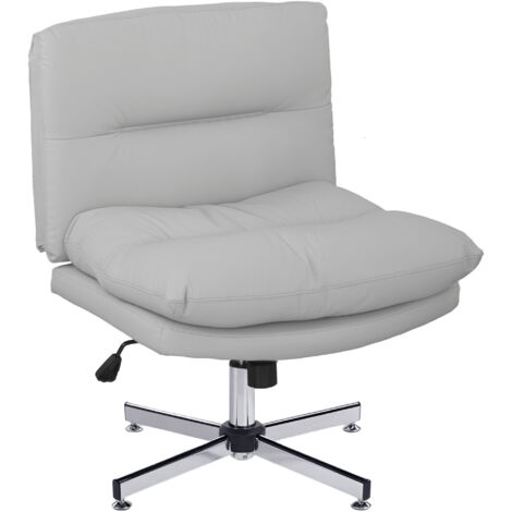 HOMCOM silla de escritorio sin brazos silla de oficina con altura ajustable función de basculante base cruzada y asiento amplio para estudio gris
