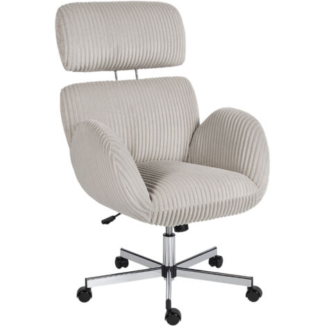 HOMCOM silla de oficina con reposabrazos, respaldo alto, reposacabezas regulable, altura ajustable, giratoria, función basculante, tapizada en pana