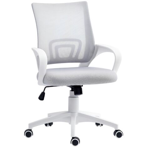 HOMCOM silla de oficina de malla silla de escritorio giratoria con altura ajustable función de basculante y reposabrazos carga 120 kg gris