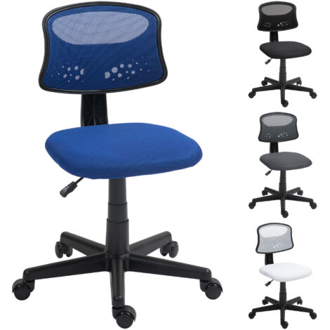 HOMCOM silla de oficina sin brazos silla de escritorio giratoria con respaldo de malla transpirable altura ajustable carga 120 kg azul