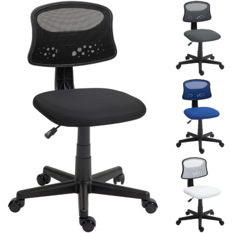 HOMCOM silla de oficina sin brazos silla de escritorio giratoria con respaldo de malla transpirable altura ajustable carga 120 kg negro