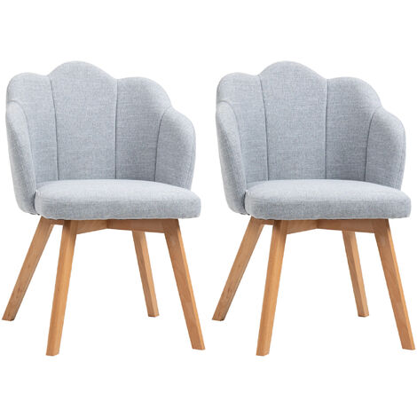 HOMCOM sillas de comedor tapizada en lino sintético set de 2 sillas de cocina con asiento y respaldo acolchados moderno carga 120 kg 58x60x82 cm