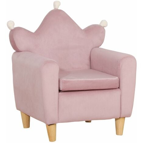 HOMCOM sillón infantil mini sofá para niños de +3 años con asiento acolchado reposabrazos y estructura de madera carga máx. de 45 kg 50x42x58 cm rosa