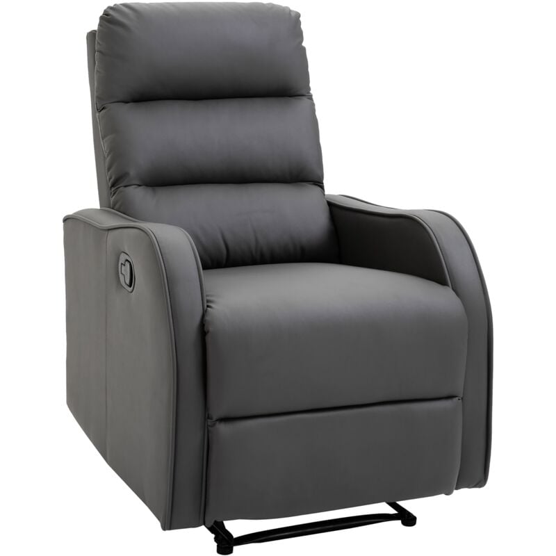 

Sillón Relax con Reclinación Manual hasta 160°con Reposapiés Retráctil PU - Gris Oscuro/Gris Carbón