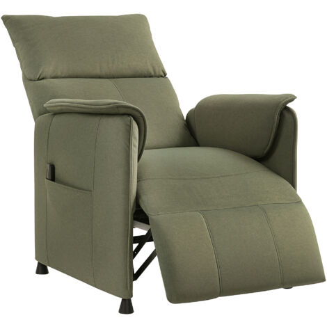 HOMCOM sillón relax reclinable eléctrico silencioso con función memoria reposapiés mando a distancia bolsillos laterales tapizado resistente verde