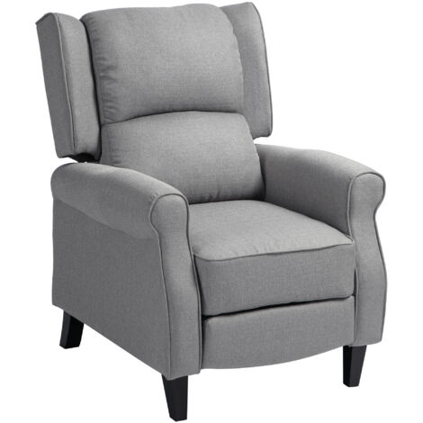 HOMCOM sillón relax reclinable manual sillón relax tapizado en lino sintético con reposapiés retráctil carga 150 kg sillón reclinable gris