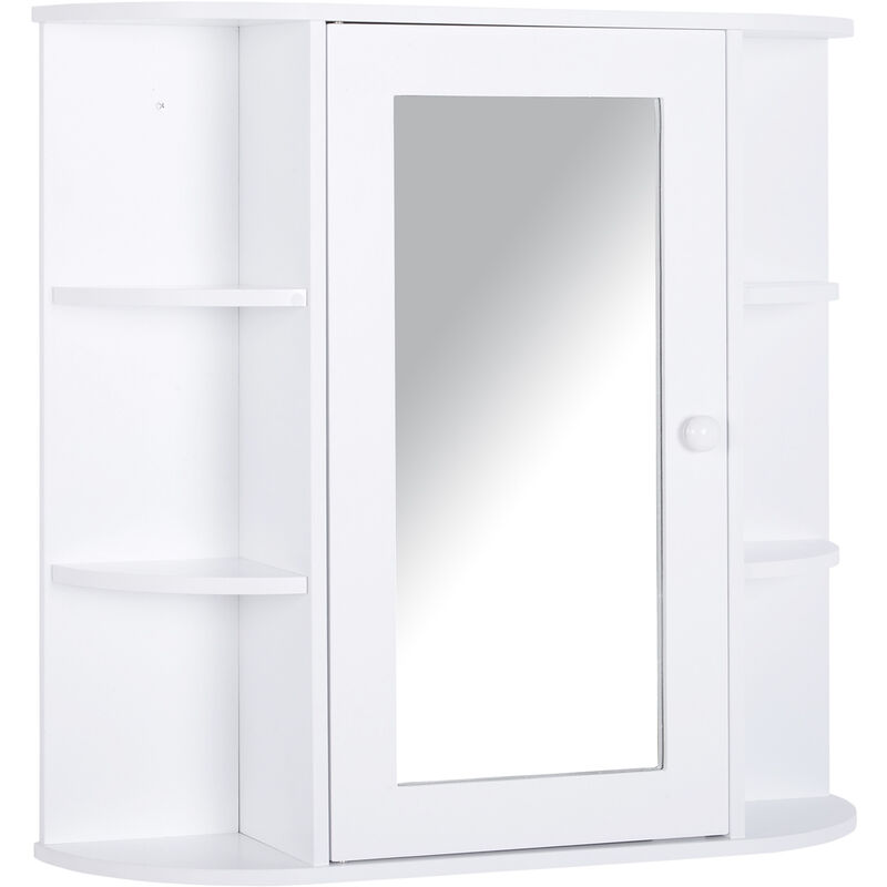 Homcom - Wall Mounted Bathroom Cabinet w/ Mirror Single Door Storage Shelves
