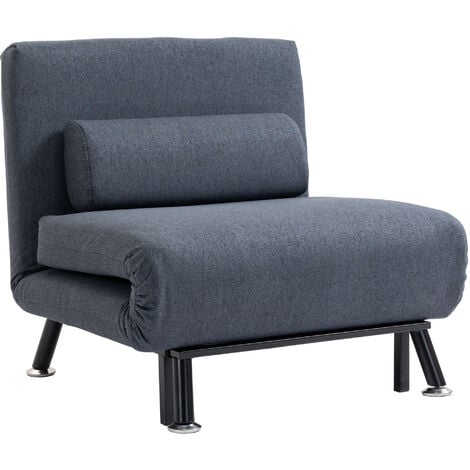 HOMCOM Single Folding 5 Position Convertible Sleeper Chair Sofa Bed Dark Grey