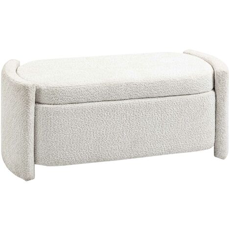 HOMCOM Sitzbank, Bettbank mit Stauraum, Polsterbank mit Deckel, Teddy-Samtoptik, Sitztruhe, Truhenbank für Wohnzimmer, Schlafzimmer, Creme, 105 x 44 x 45,5 cm