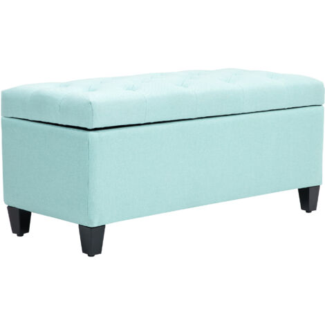 HOMCOM Sitzbank, Polsterbank mit Leinenoptik, Holzbeine, Bettbank für Schlafzimmer, Wohnzimmer, Flur, 120 x 41 x 48 cm, Creme