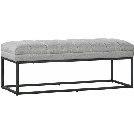 HOMCOM Sitzbank Polsterbank in Leinenoptik, Bettbank mit Stahlbeinen, Schuhbank für Schlafzimmer, Wohnzimmer, Flur, bis 200 kg belastbar, 120 x 44 x 45,5 cm, Hellgrau