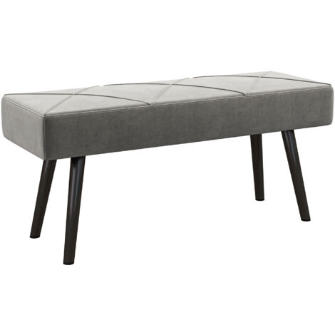 HOMCOM Sitzbank Polsterbank in Samtoptik, Bettbank mit X-Muster, Stahlbeine, Schuhbank für Schlafzimmer, Wohnzimmer, Flur, 100 x 36 x 45 cm, Grau