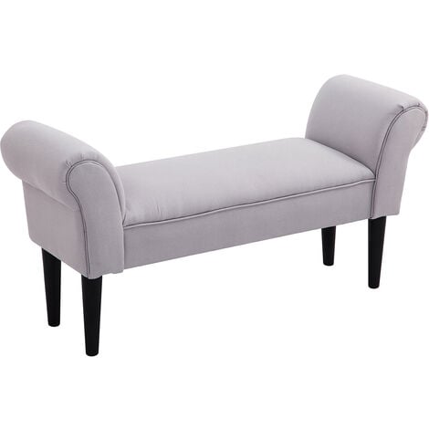 HOMCOM Sitzbank Polsterbank mit Segelstoff, Armlehne Flurbank mit Holzrahmen, Schuhbank für Schlafzimmer, Wohnzimmer, Flur 102 x 36 x 51 cm Grauweiß