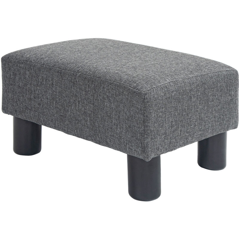 Sitzhocker Hocker Mit Leinenoptik Moderner Fußhocker Polsterhocker Ottomane Für Schlafzimmer, Wohnzimmer, Dunkelgrau - Homcom