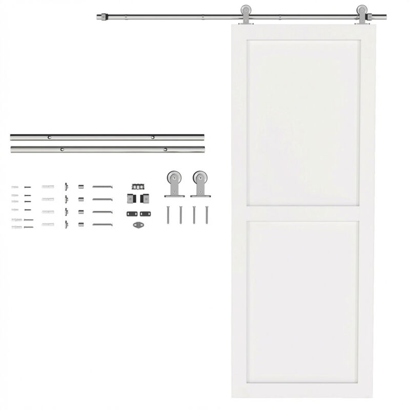 HOMCOM Sliding Door Hardware Kit Smooth Quiet 152cm Silver Tone