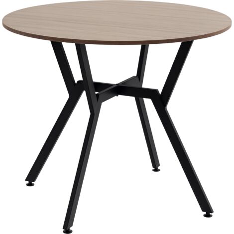 HOMCOM Small Kitchen Table with Black Steel Legs, Dining Table, Brown