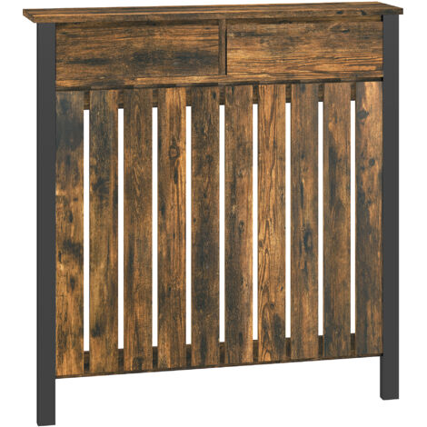 HOMCOM Small Radiator Cover with Drawer and Vertical Slats 88.5 x 19 x 93cm