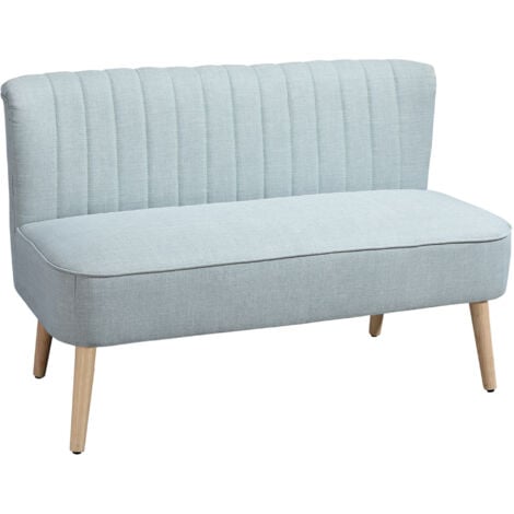 HOMCOM Sofa 2 Sitzer Couch, Kleine Loveseat mit Leinen-Optik Modern Polstersofa für Wohnzimmer, Schlafzimmer, kleinen Raum, Hellgrün 117 x 56,5 x 77 cm