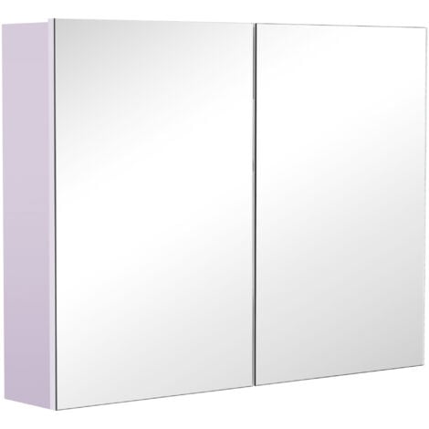 HOMCOM Specchiera Bagno a 2 Ante con 3 Ripiani Interni in Legno Bianco