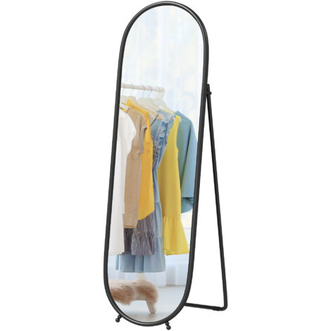 HOMCOM Specchio a Figura Intera da Terra con Supporto 40x41x159 cm Nero