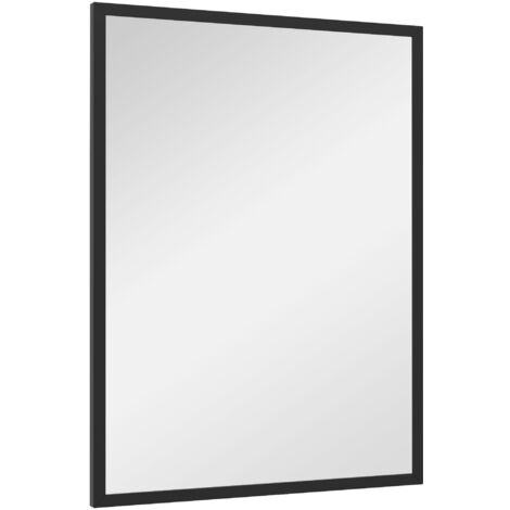 HOMCOM Specchio a Muro Rettangolare in Vetro e MDF con Ganci Nero