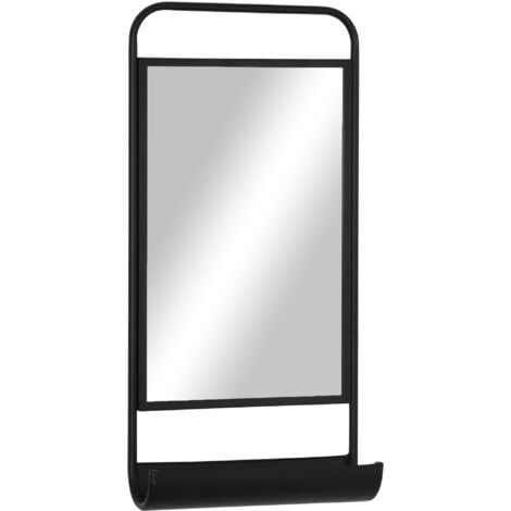 HOMCOM Specchio Moderno in Metallo Nero con Mensola 36.2x12x71.7cm