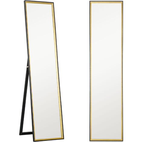 Specchio Da Terra O Parete HOMCOM Con Cornice Nero - Moderno E Richiudibile - Foto 13