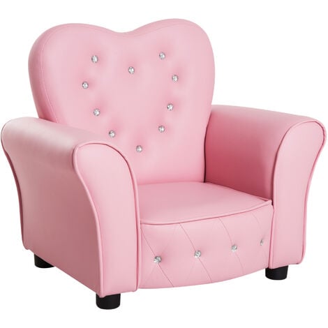 Girl Kids Room Princess Armrest Chair Sofa Couch Pink PU Leather Seats Decor US
