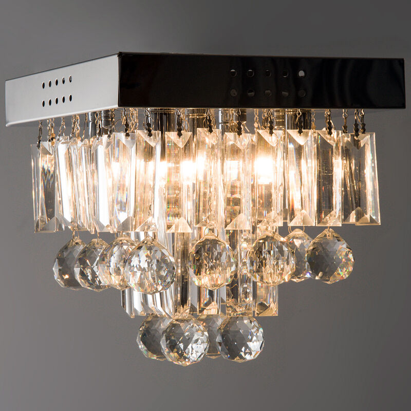 Homcom Square Crystal Lamp Chandelier Ceiling Mount Fixture Modern 5 Light