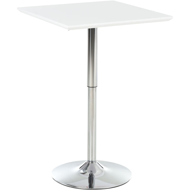HOMCOM Square Height Adjustable Bar Table Counter w/ Metal Base Home Bar White