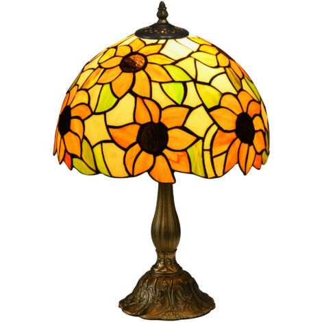 HOMCOM Stained Glass Table Lamp, Handmade Antique Bedside Lamp