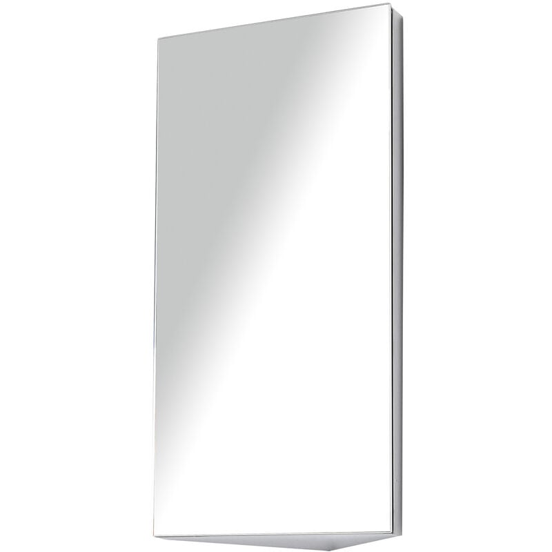 HOMCOM Bathroom Corner Wall Mirror Storage Cabinet Cupboard Stainless Steel