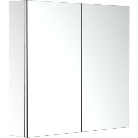 HOMCOM Stainless Steel Wall mounted Bathroom Mirror Cabinet Double Doors 600W (mm)