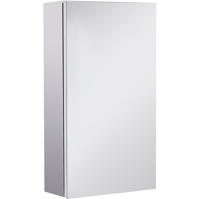 HOMCOM Wall Mounted Bathroom Mirror Glass Storage Cabinet Stainless Steel