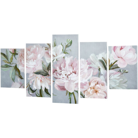 HOMCOM Stampa su Tela con Fiori, in Legno di Pino per Casa e Ufficio, 200x100 cm, Multicolore