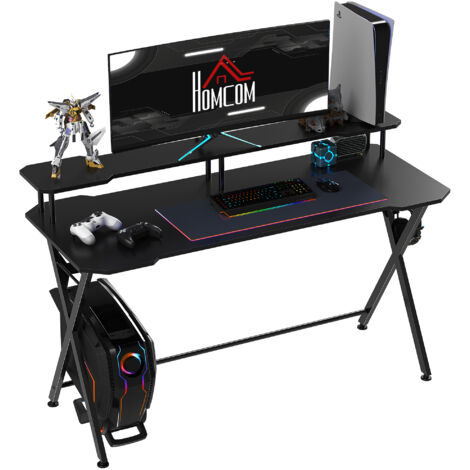 main image of "HOMCOM Steel Frame Gaming Computer Desk Table Racing Workstation w/ Headphone Hook"