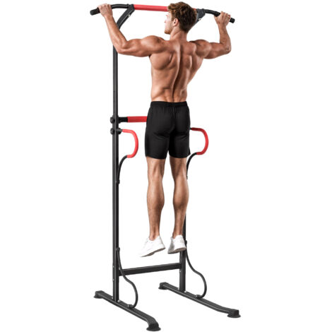 HOMCOM Steel Multi-Use Exercise Power Tower Station Adjustable Height w/ Grips