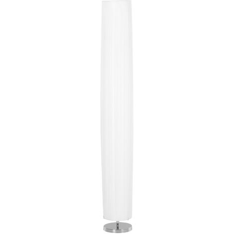 HOMCOM Stehlampe Wohnzimmer Schlafzimmer Standleuchte Stehleuchte Edelstahlboden Textillampenschirm 40 W rund weiß + silber Ø 20 x 160 cm