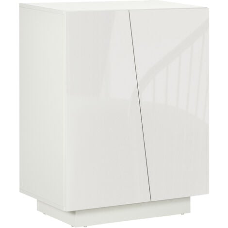 HOMCOM Storage Cabinet for Bedroom High Gloss Sideboard for Living Room Hallway White