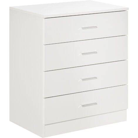 HOMCOM Storage Cabinet Vertical Drawer Chest of 4 w/ Metal Rails Anti-Tip