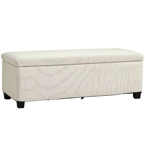 HOMCOM Storage Ottoman with Lid, 112cm Bench Chest Box, Beige