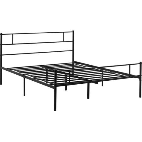 HOMCOM Struttura Letto Matrimoniale in Acciaio 165x211x100cm con Testiera