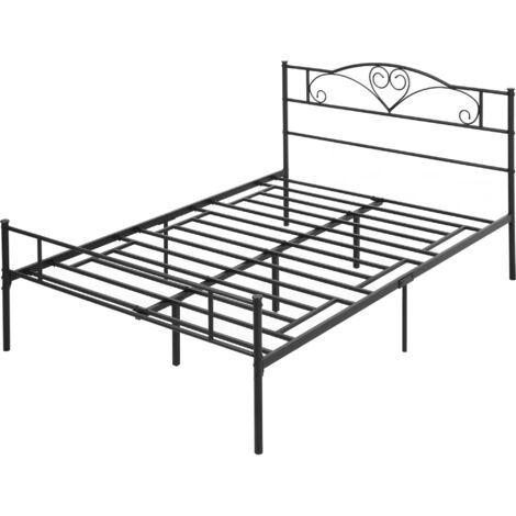 HOMCOM Struttura Letto Una Piazza e Mezza in Acciaio con Doghe Integrate, Testiera e Pediera, 140x200cm