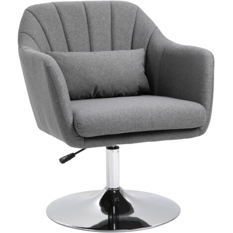 HOMCOM Stylish Retro Linen Swivel Tub Chair Steel Frame Cushion Seat Dark Grey