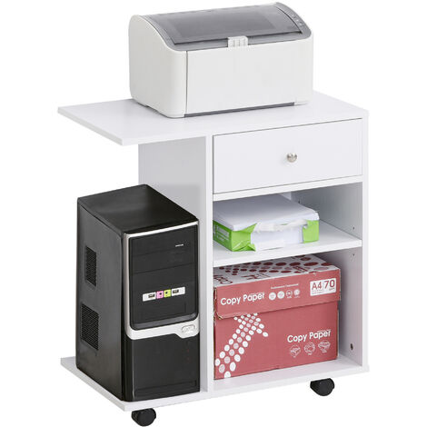 Support d'imprimante organiseur bureau 2 niches tiroir espace CPU + grand plateau
