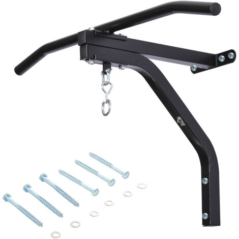 HOMCOM Support sac de boxe fixation sac de frappe barre de traction intégrée charge max. 130 Kg acier noir