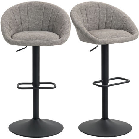 HOMCOM Swivel Bar Stools Set of 2 Height Adjustable Bar Chairs Grey